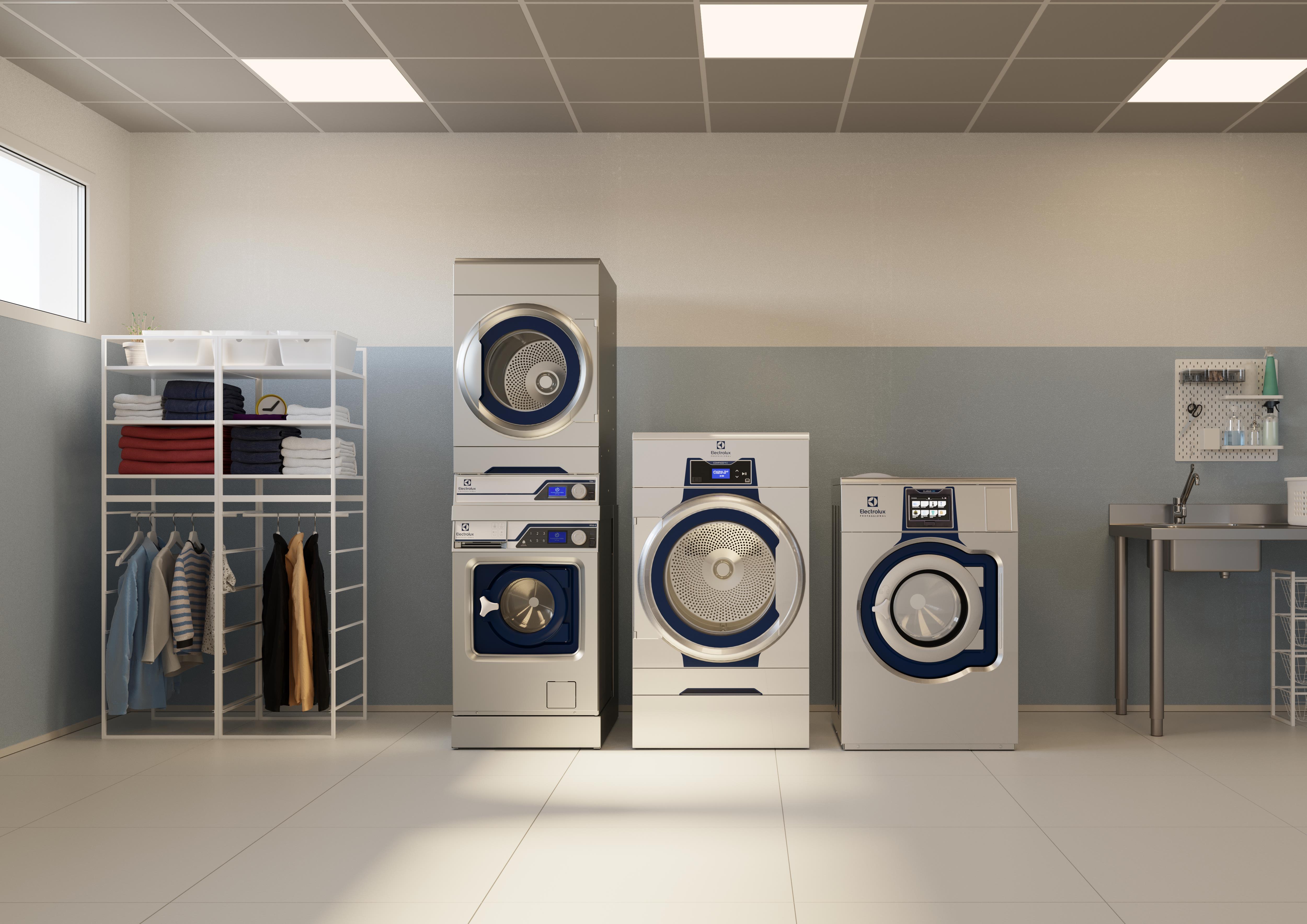 A commercial laundry room without active maintenance support